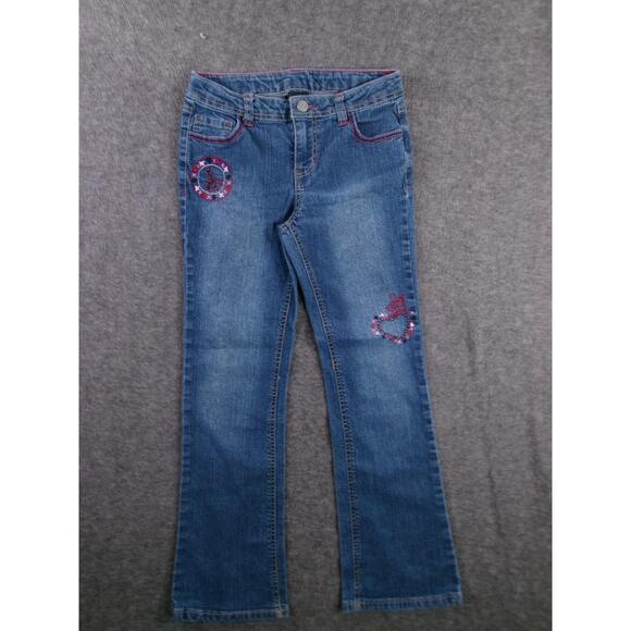 Faded Glory Jeans Girls 10 Blue Straight Leg Medium Wash Western Embroidered Y2K - Picture 1 of 12